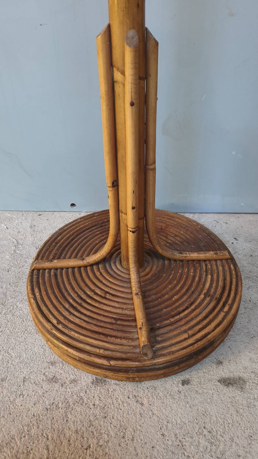 Vintage "parrot" coat rack in bamboo and rattan