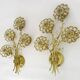 Grande paire d'appliques murales vintage Palwa fleurs cristal et laiton à 4 feux. Années 70