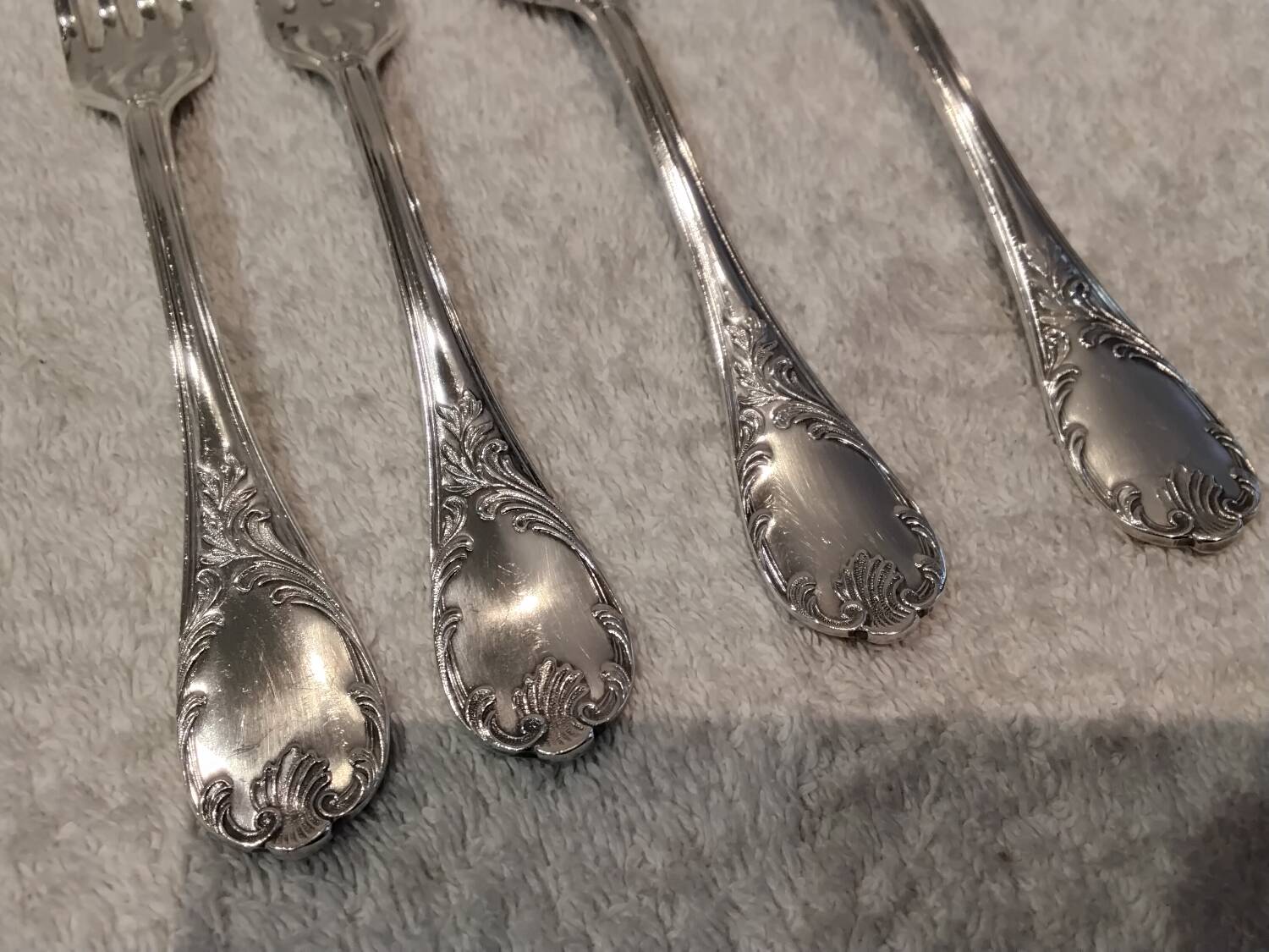 2 spoons 2 forks silver plated dessert Christofle Marly