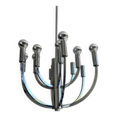 Chrome chandelier with 12 lights in the style of Gaetano Sciolari – 1970s
