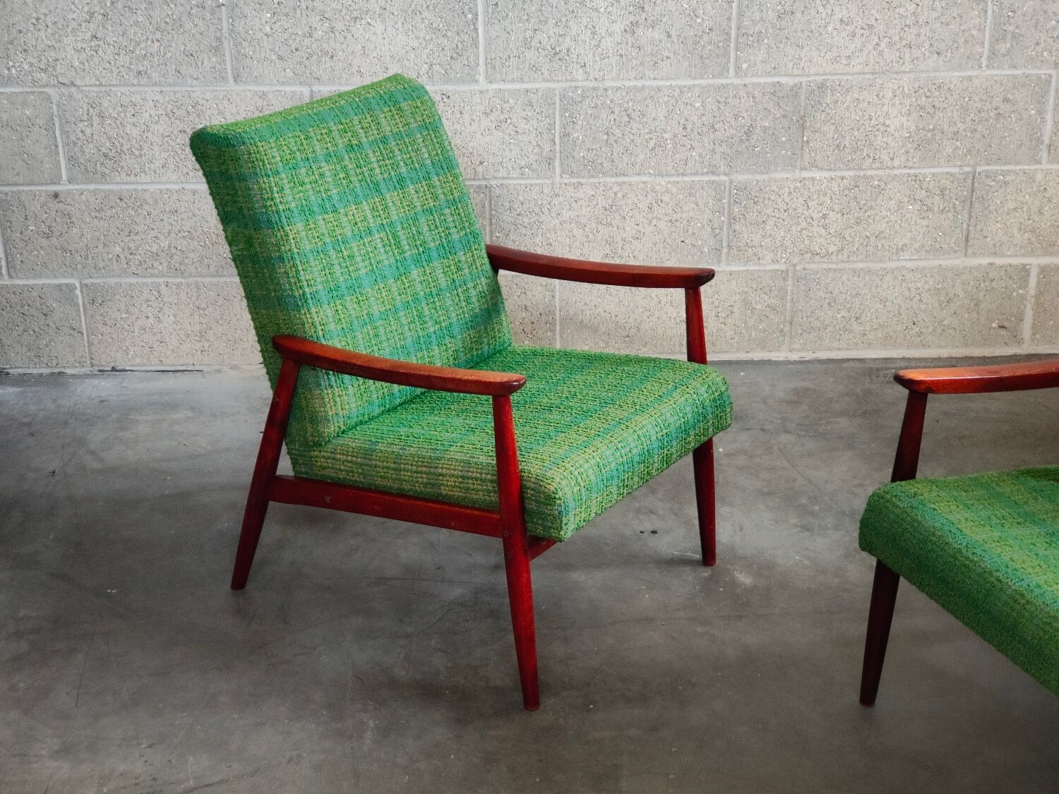 Pair of green armchairs by Jiri Jiroutek for Interier Praha 1960