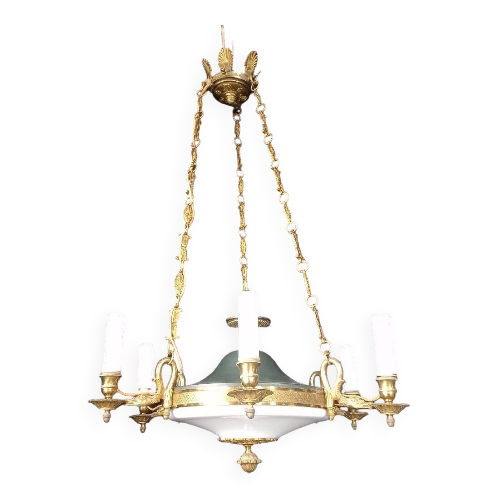 Empire/Napoleon 1st style chandelier, real opaline bronze Lucien Gau Paris 60'