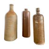 Trio de bouteilles en grès anciennes