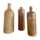 Trio de bouteilles en grès anciennes