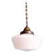 Large Art Deco pendant light in conical white opaline, 1920s-30s