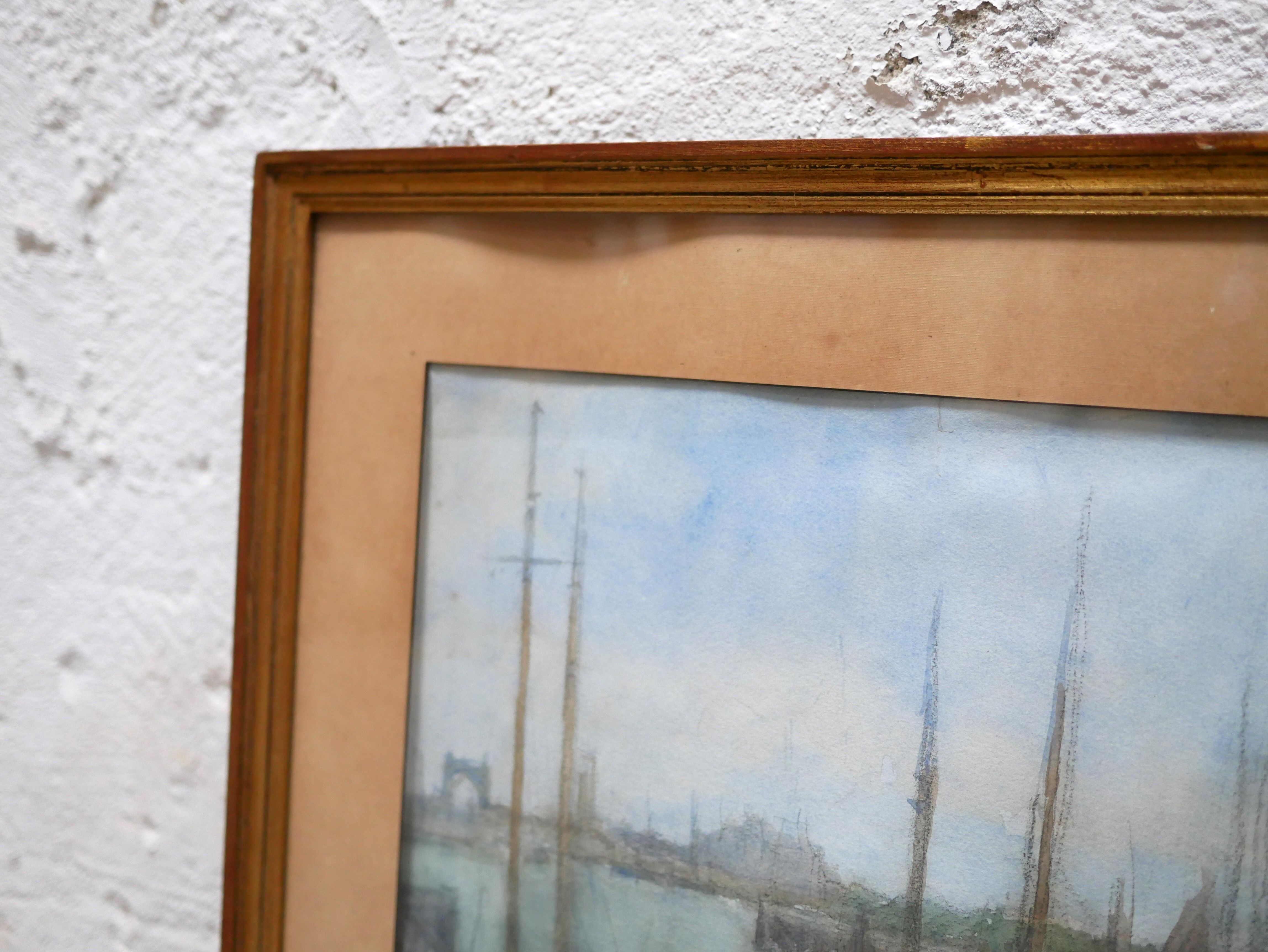 Old watercolor painting on paper signed F. Reys