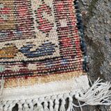 Handmade long hallway rug in burgundy wool, 75x200