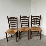 Trio rustic chairs in oak straw