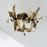 Large Floral Hollywood Regency Flush Lamp by Willy Daro for Massive