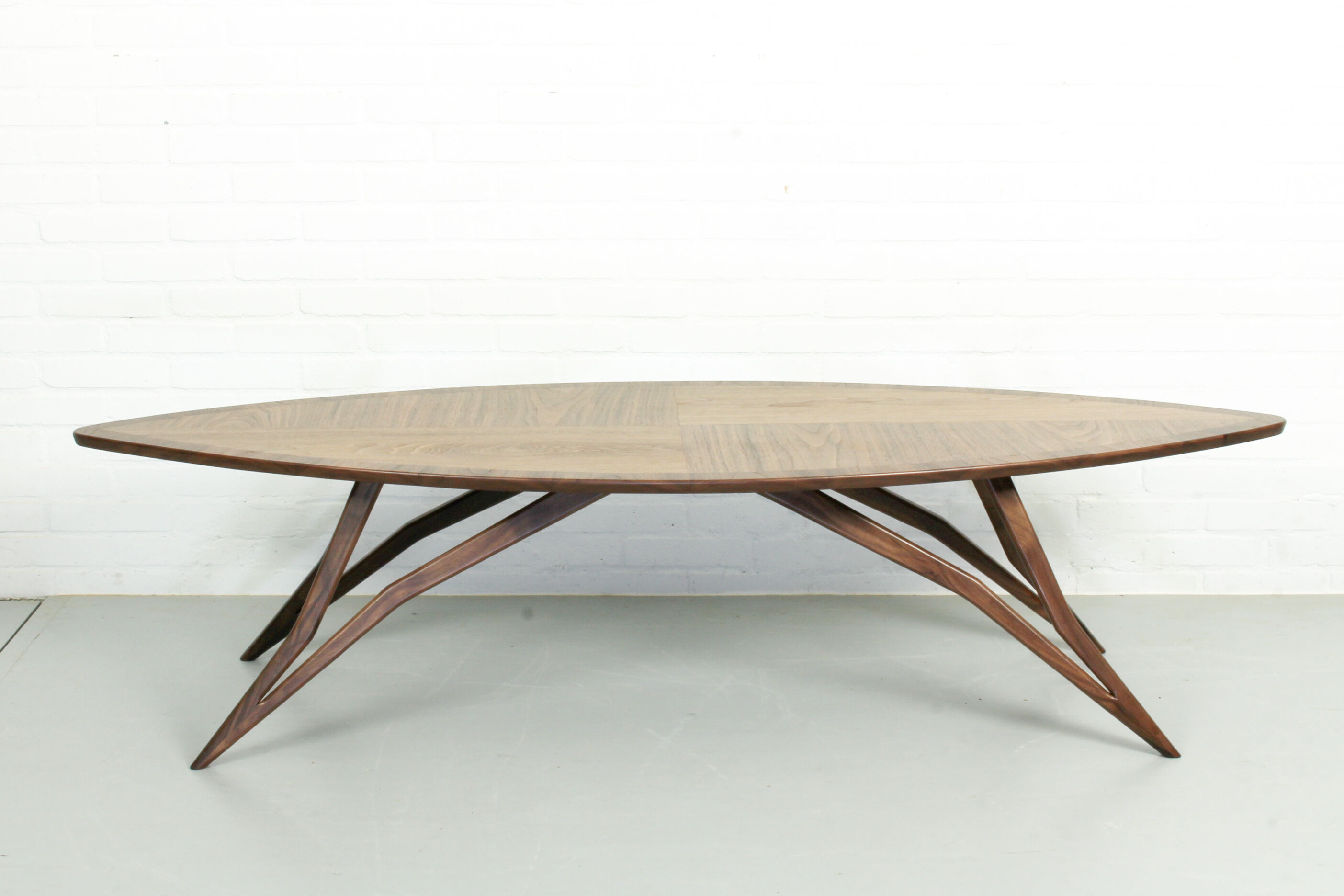 Mid century style curved american nut coffee table