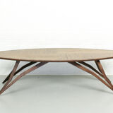 Mid century style curved american nut coffee table