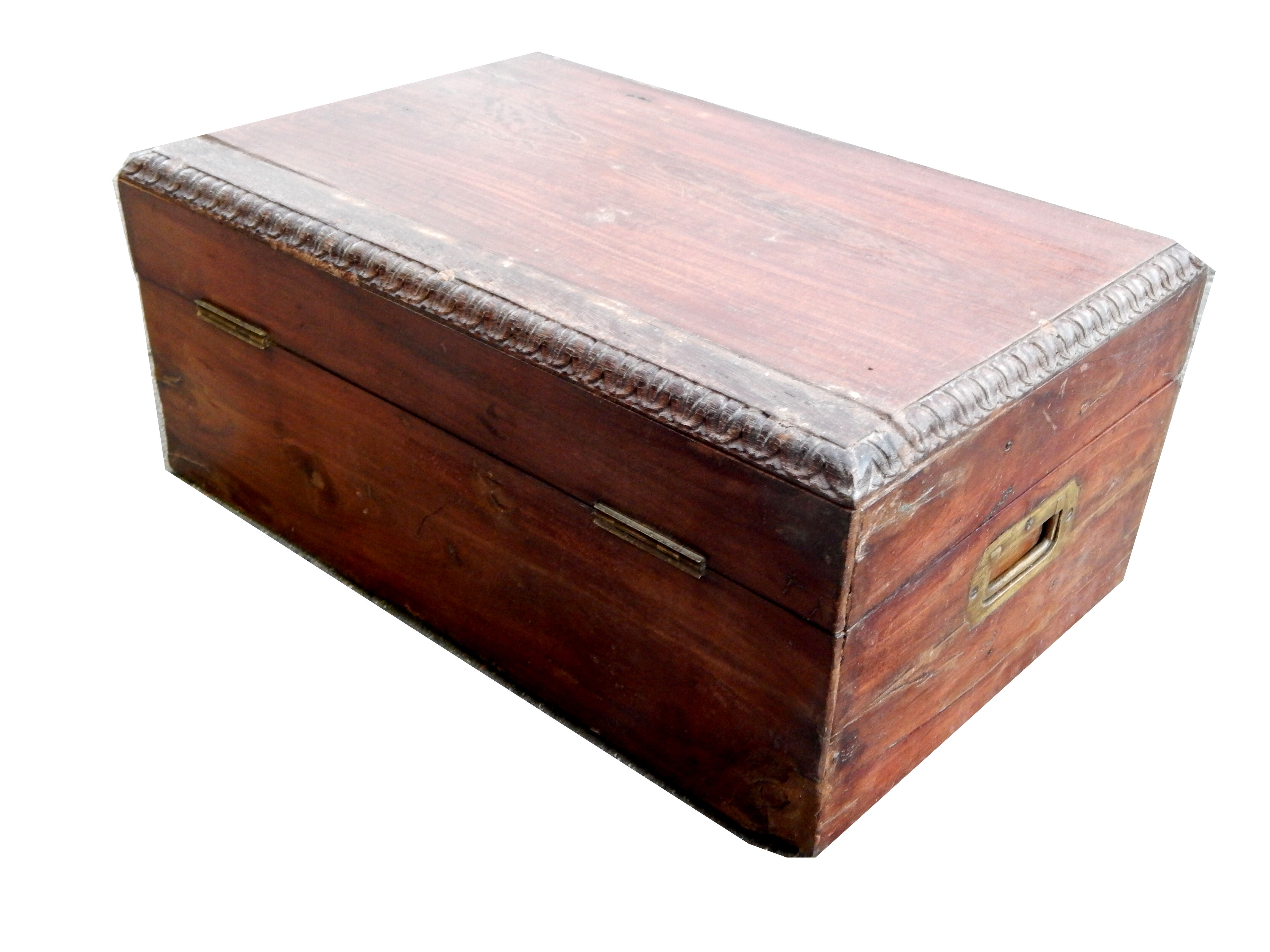 Ancient chest sculpte brass handles india