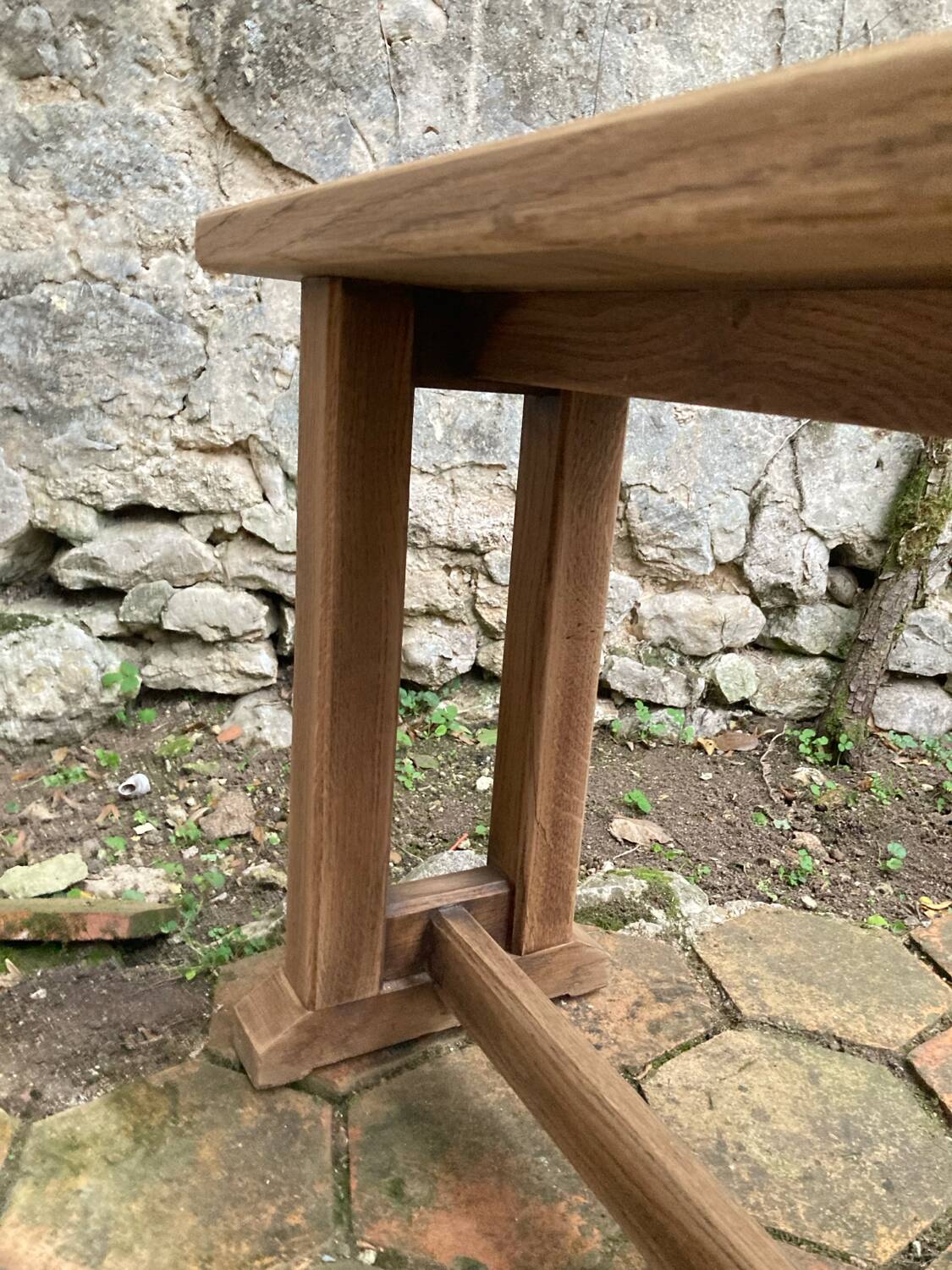 Pair of antique solid oak benches
