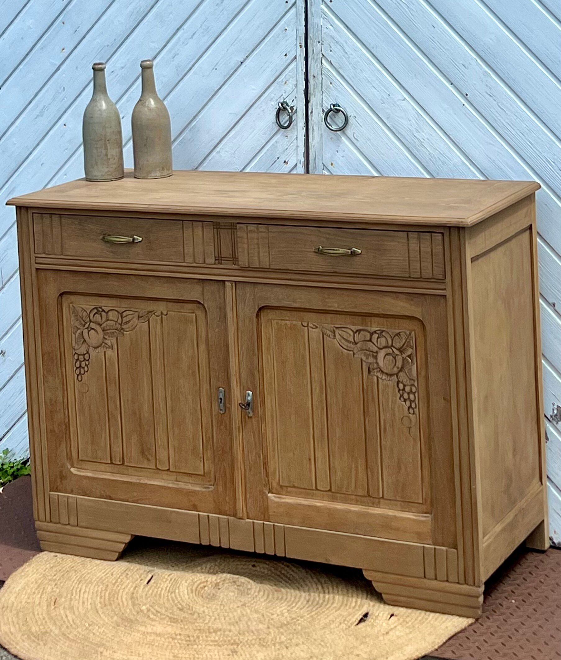 Antique solid oak Art Deco sideboard - 2 drawers