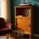 Vintage 1950s hi-fi cabinet – Scandinavian style – blond wood with brass legs