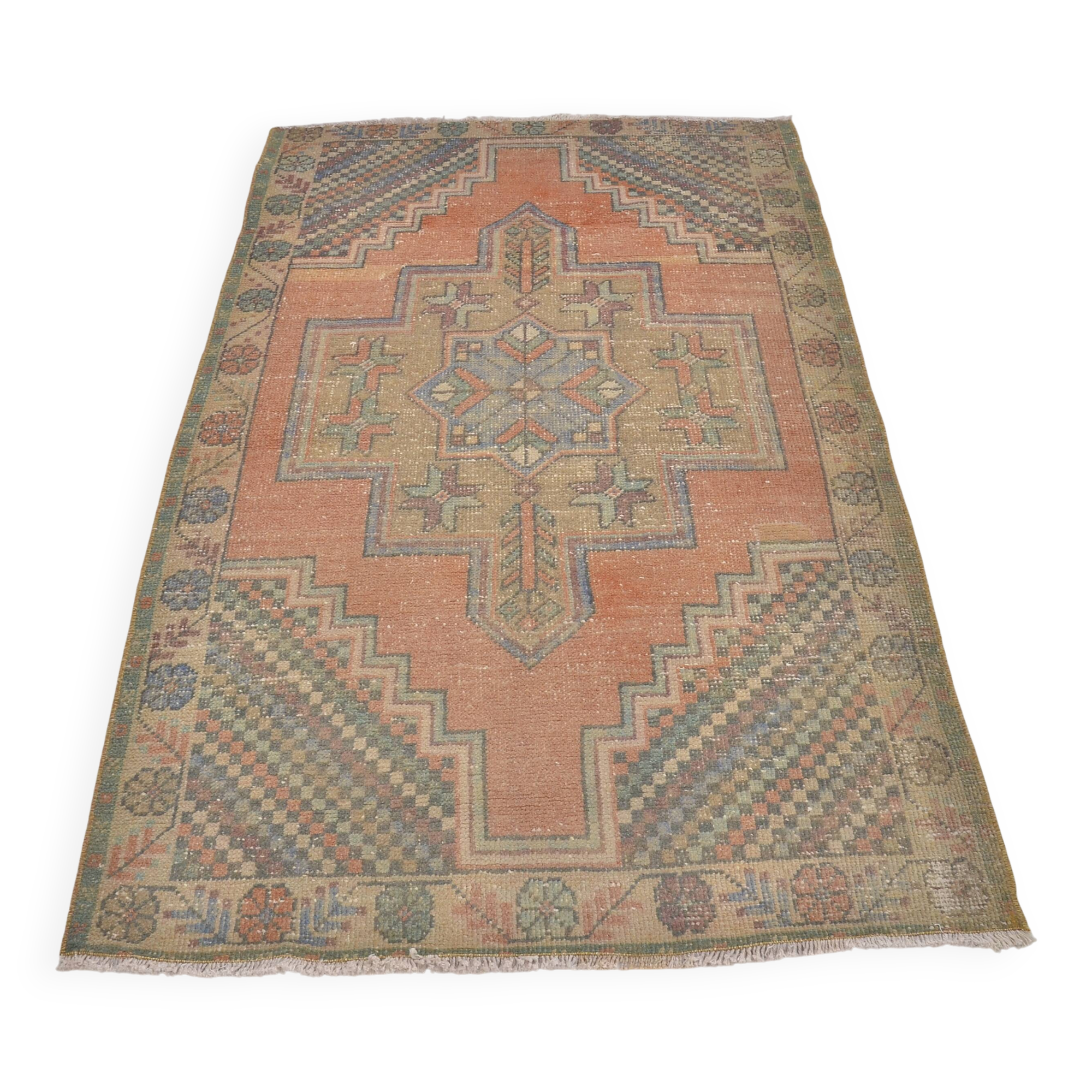 Vintage Handmade Floral Rug sku 2405