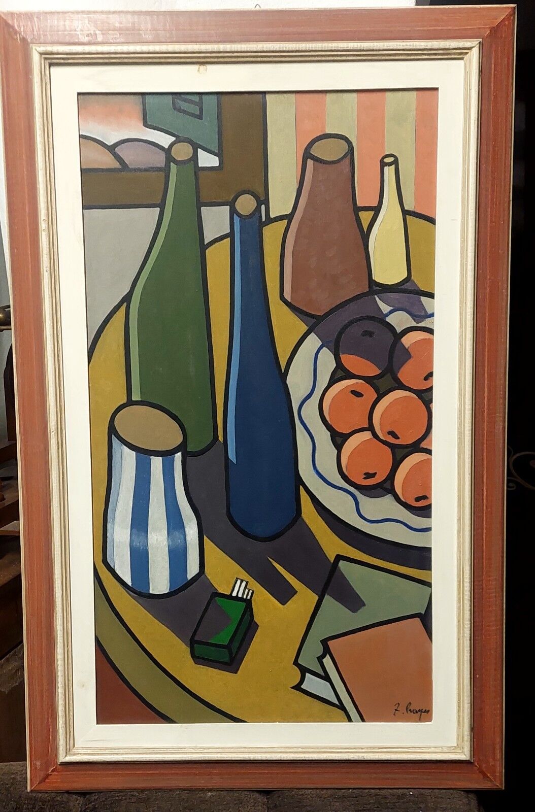 Oil painting on canvas still life by Franco Prayer (1924) 90 x 50 cm