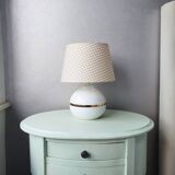 Vintage ceramic table lamp with 1980 fabric lampshade