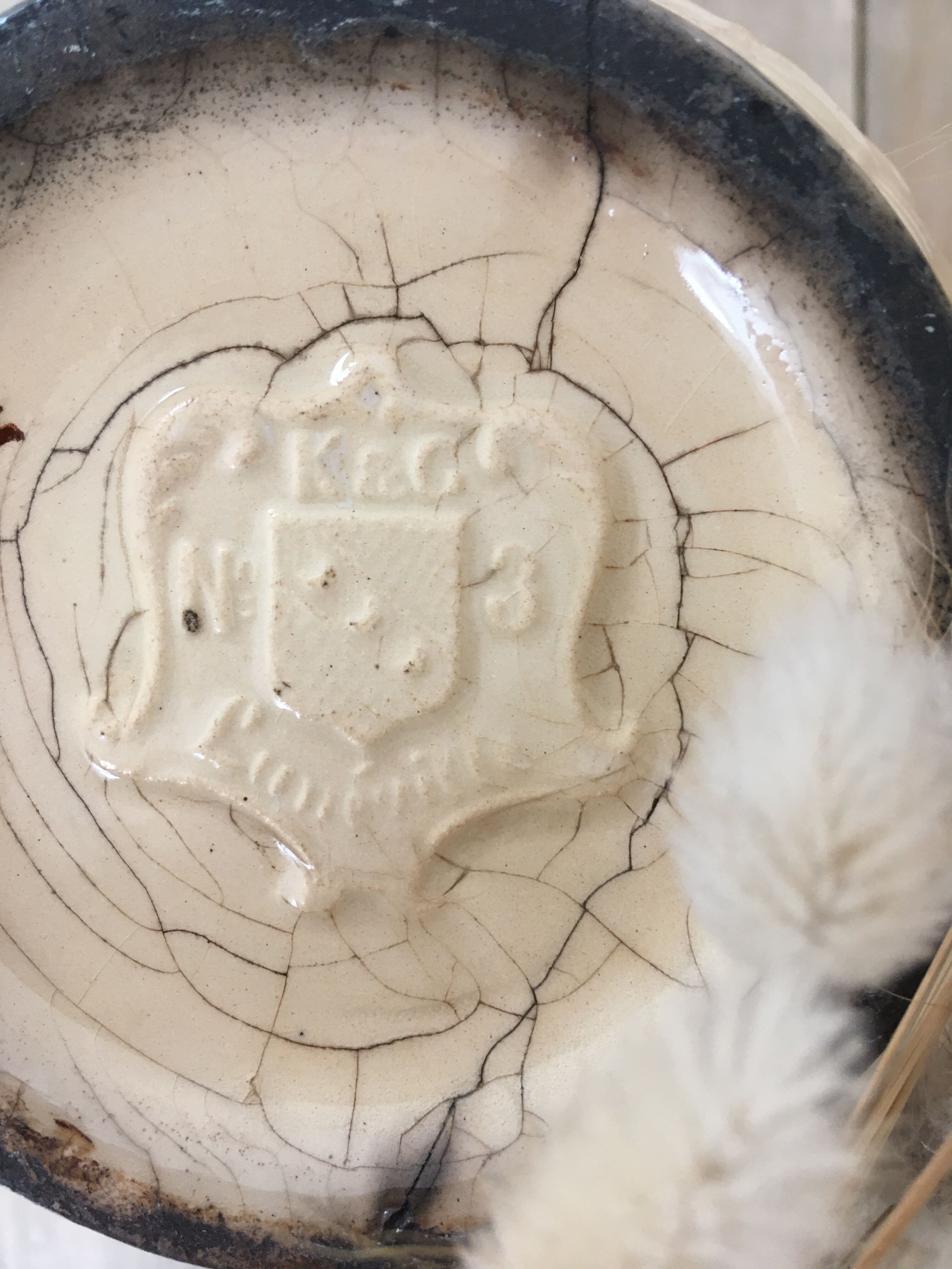 Old pitcher beige and black Lunéville