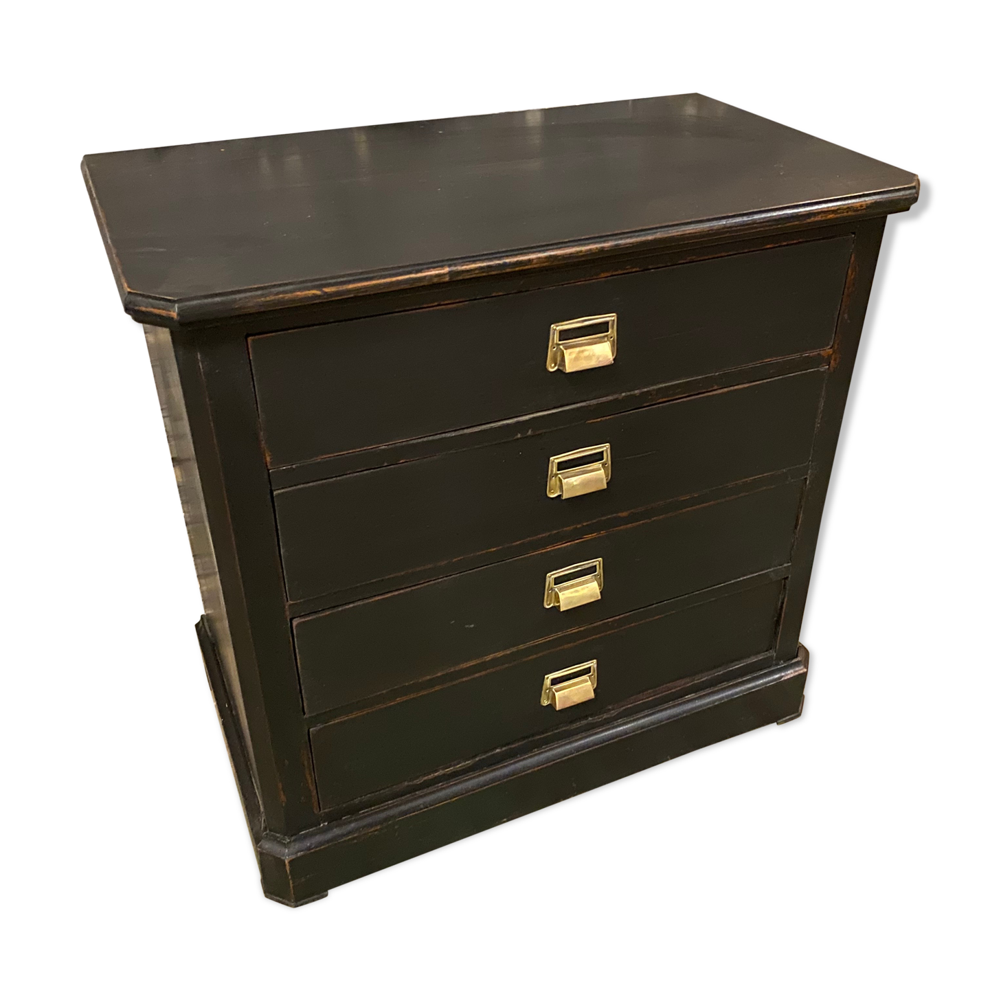 Old black patinated chest of drwers