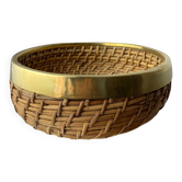 Circular rattan and brass basket, Italy, 1970s