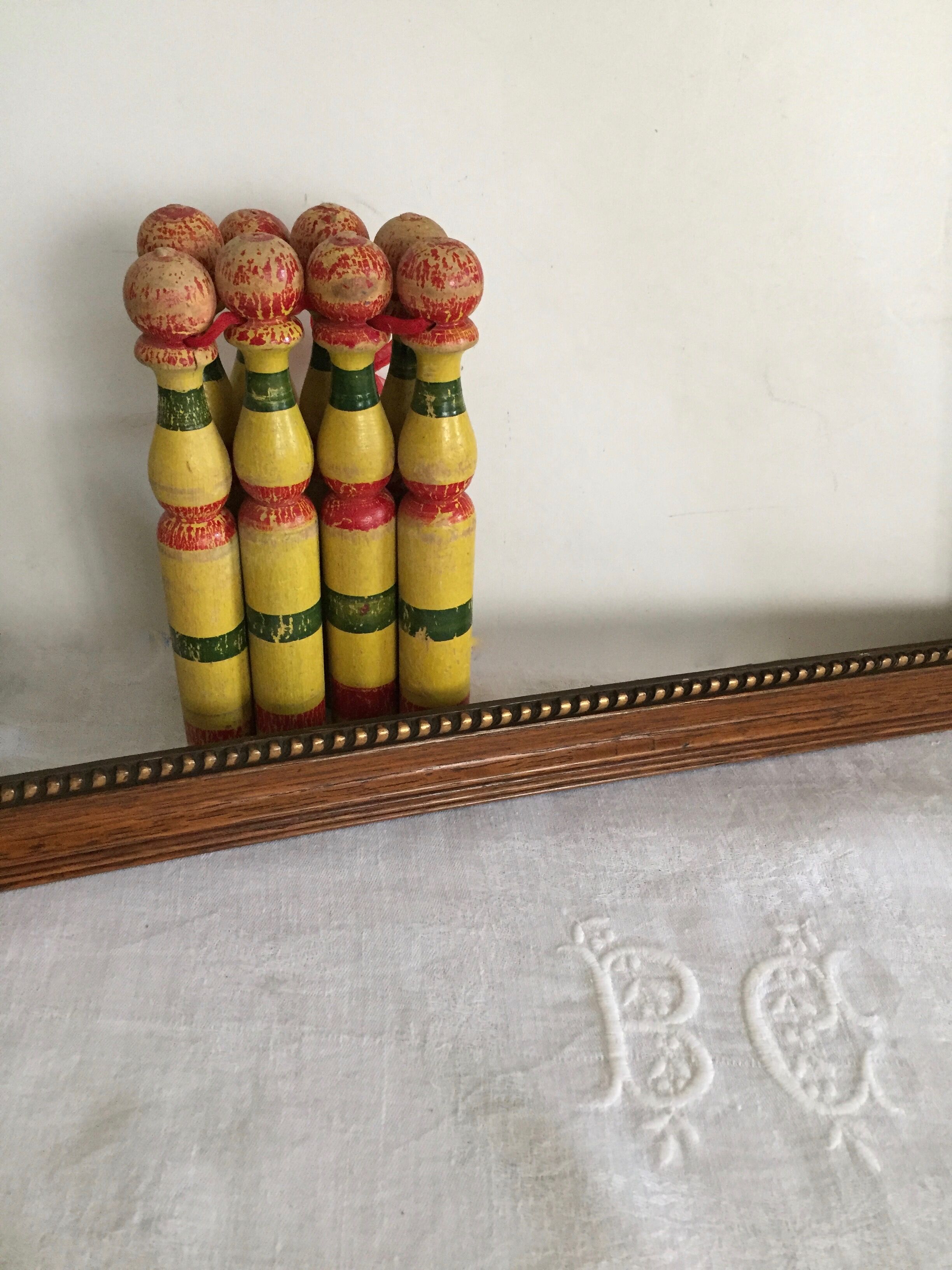 Old wooden bowling game