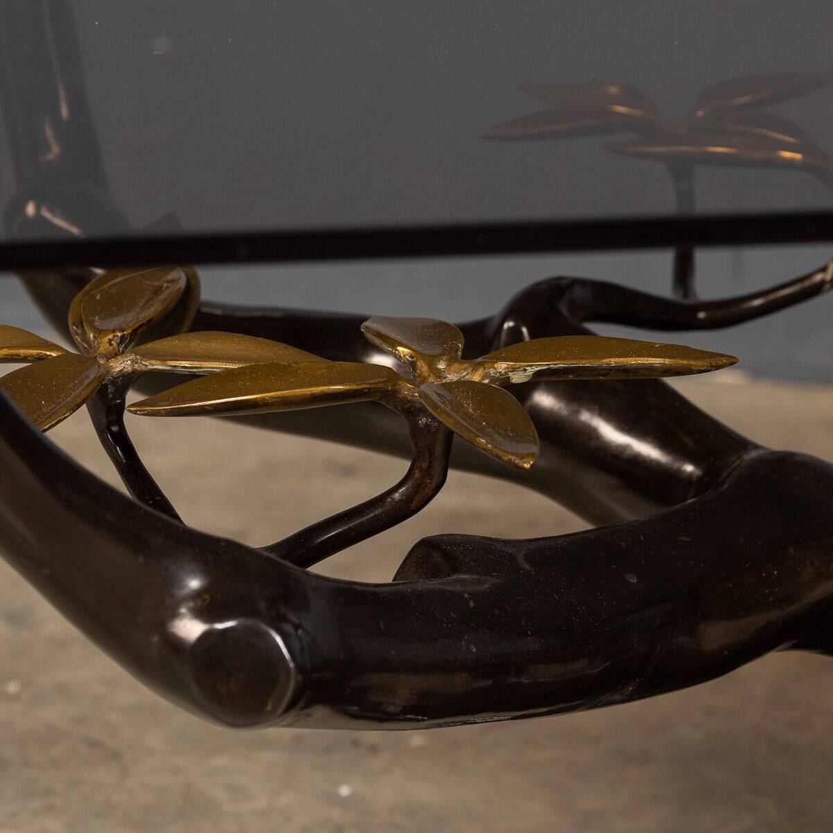 Striking mid 20thc belgian bonsai tree coffee table, willy daro c.1970