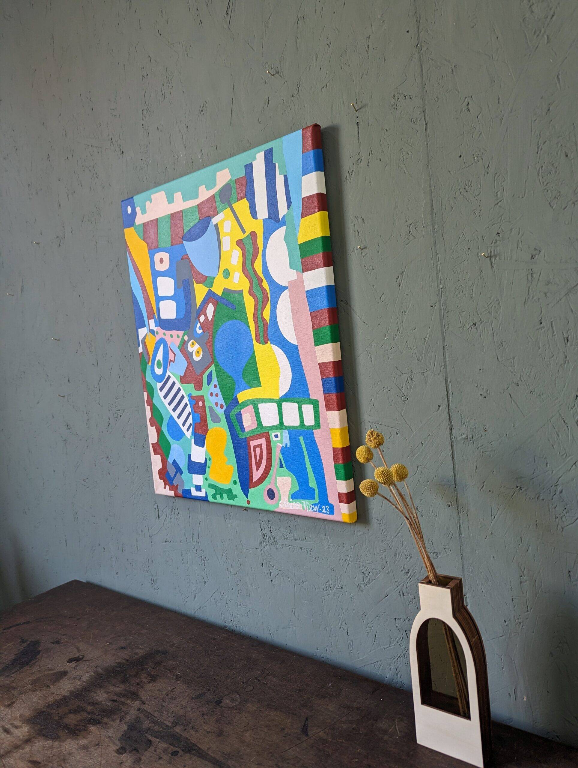 Contemporary Abstract Painting "Blue Tiger" 2023 Unframed Acrylic on Canvas