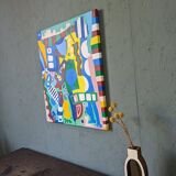 Contemporary Abstract Painting "Blue Tiger" 2023 Unframed Acrylic on Canvas