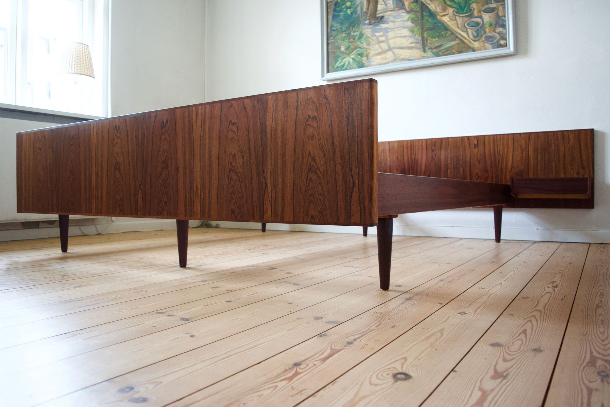 Danish rosewood floating bed from Sannemans Møbelfabrik, 1960s