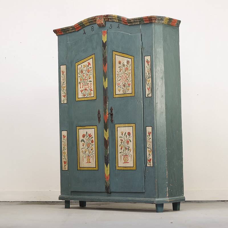Painted Folk Art Bridal Cabinet 1851