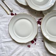 6 old Sologne Lamotte porcelain flat plates with gilding