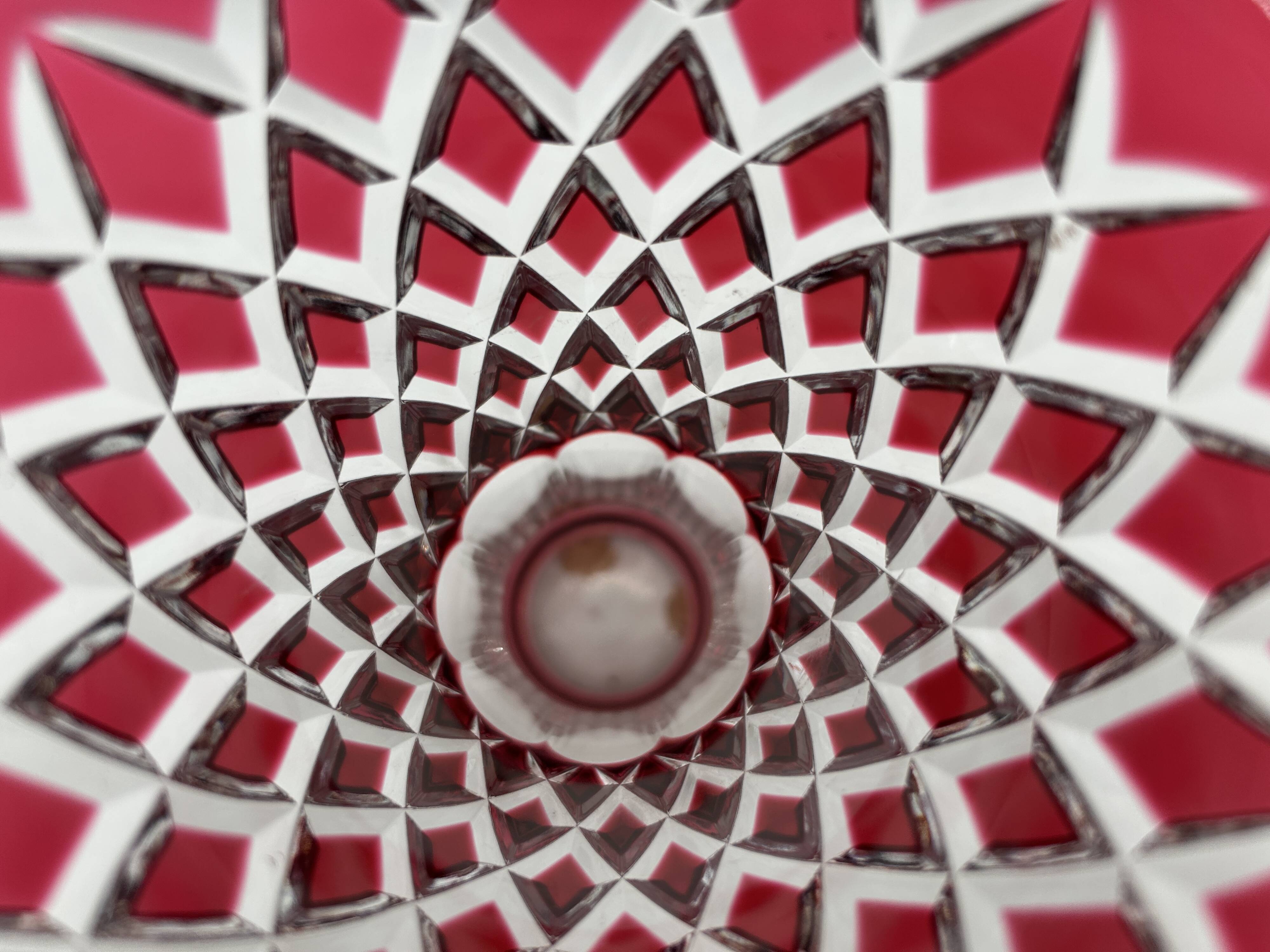Val Saint-Lambert cut and red-lined crystal vase