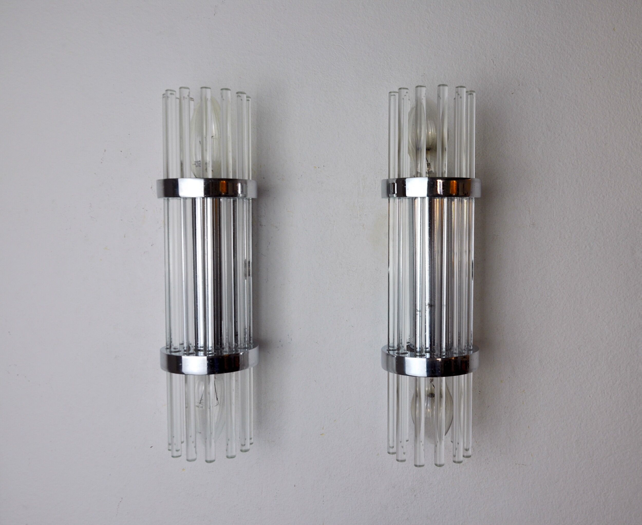 Pair of Sciolari wall lamps, murano glass, Italy, 1970