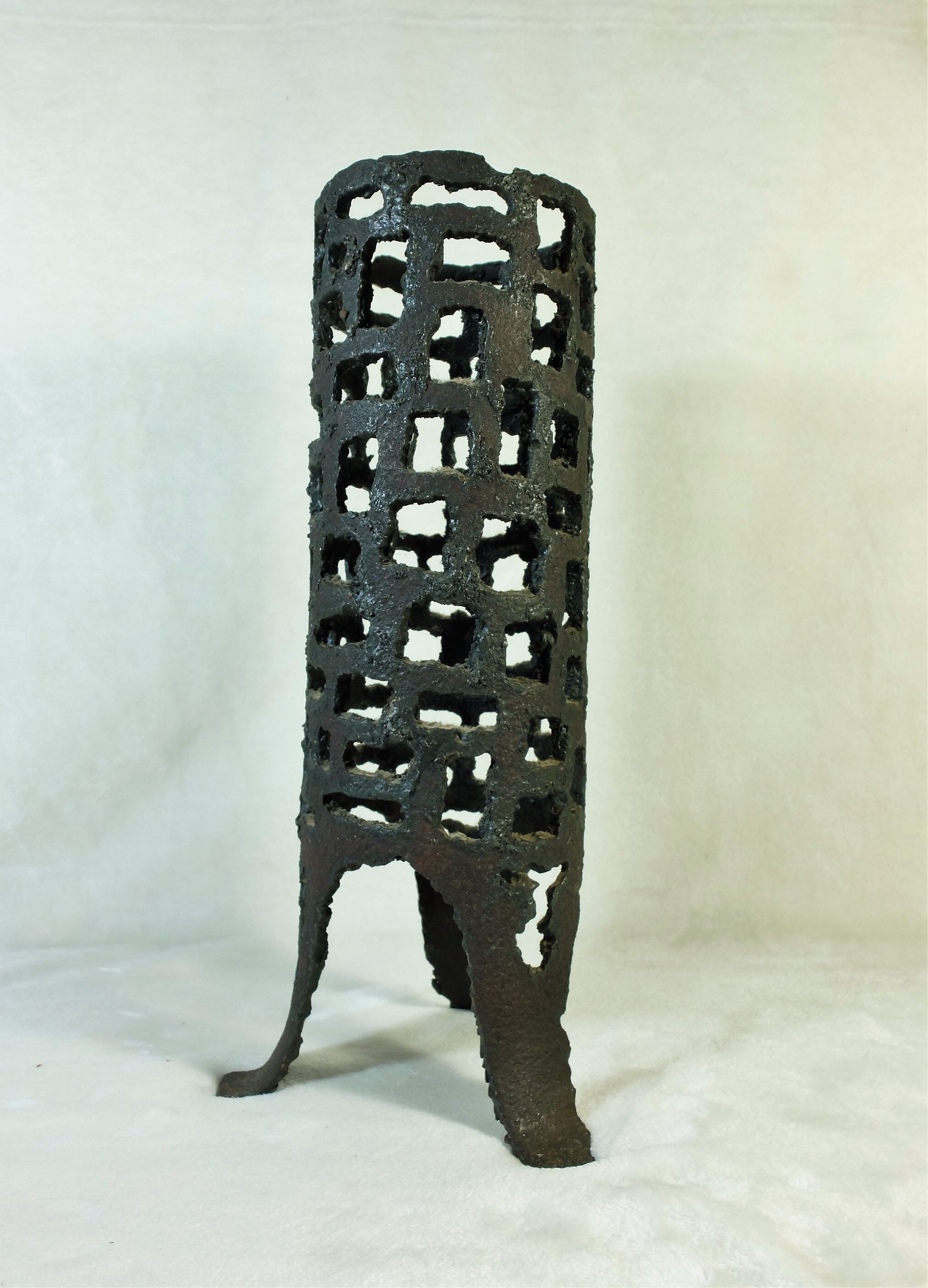 Marcello Fantoni brutalism metal lamp, 1960's