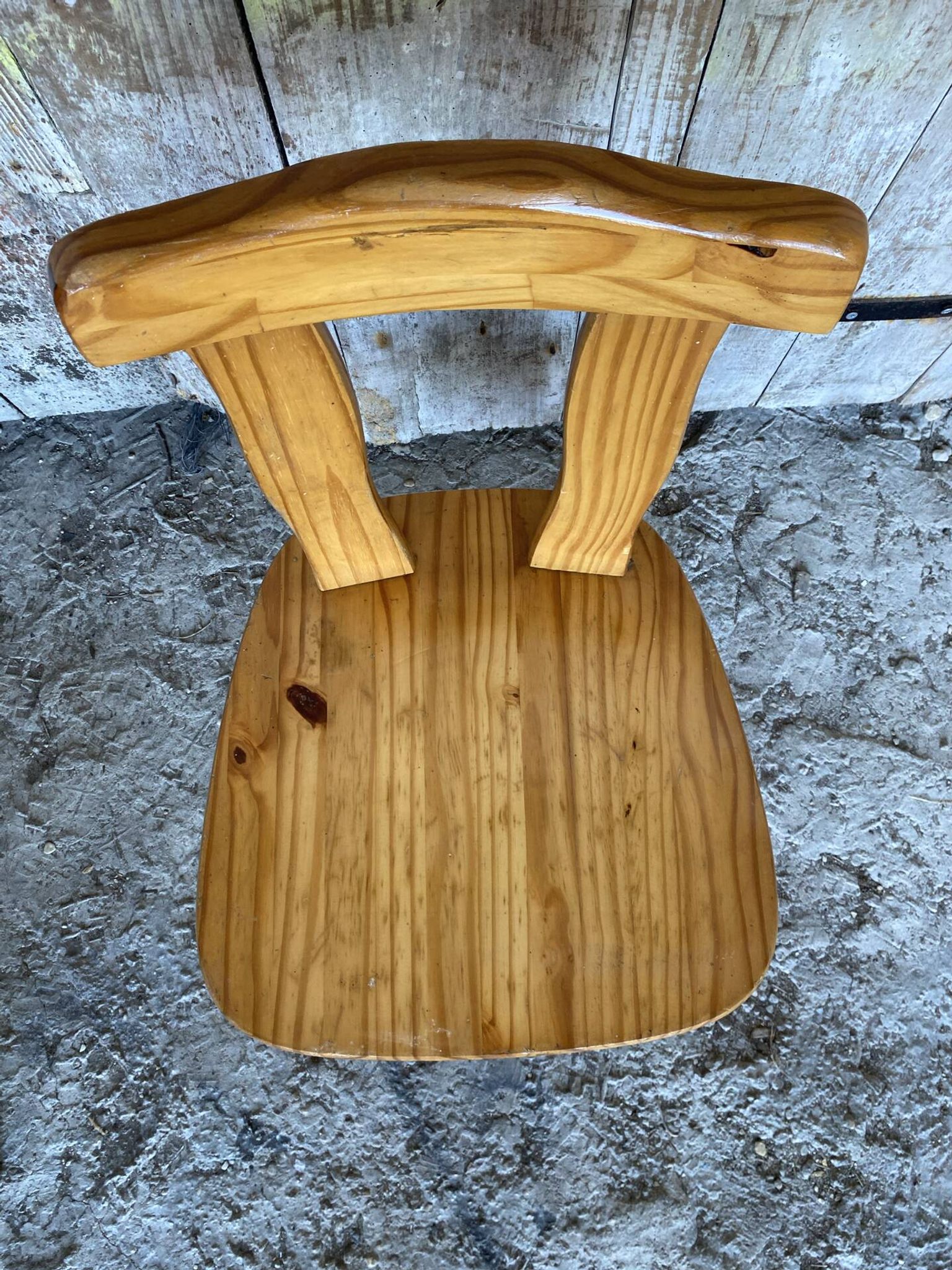 Vintage Brutalist Wooden Bistro Chair #E036