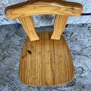 Vintage Brutalist Wooden Bistro Chair #E036