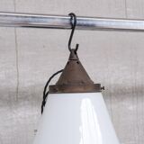 Mid-century opaline conical pendant light