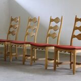 Vintage 1960s Danish Brutalist Ladderback Light Oak Chairs style of Kjærnulf