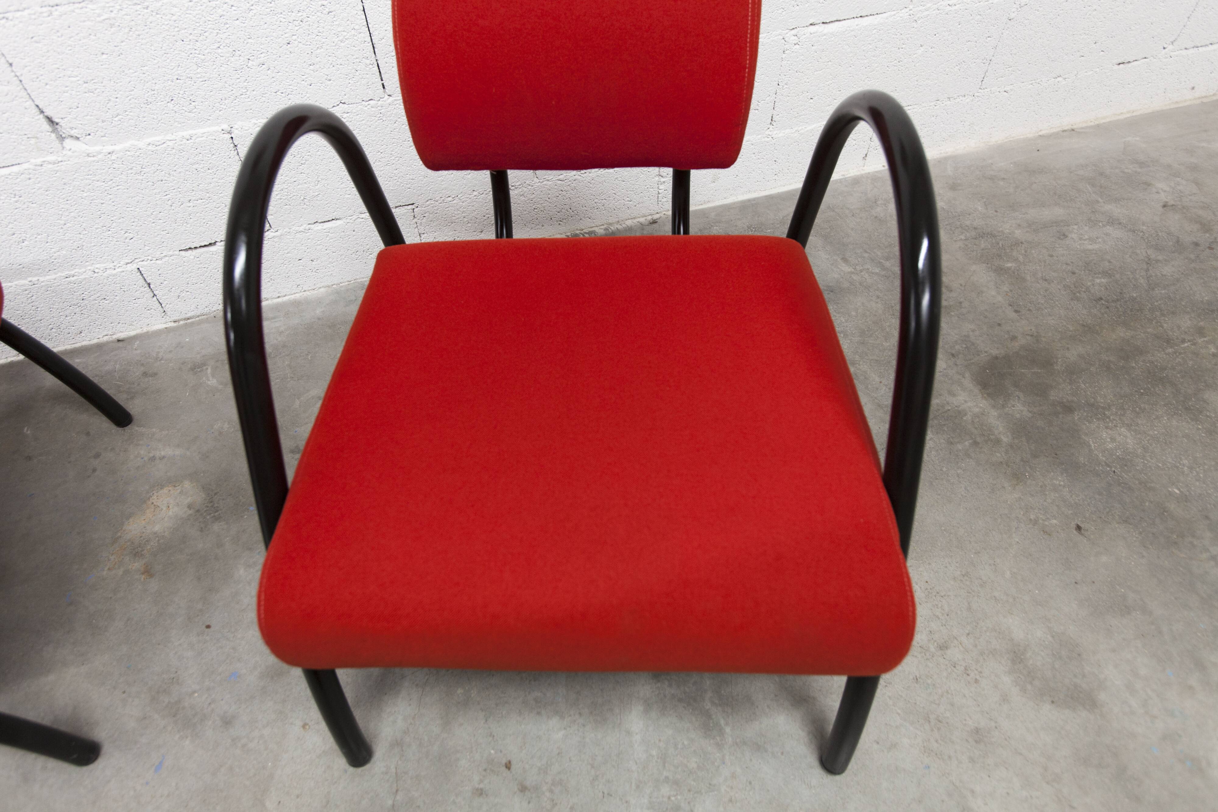 Sofa set with 2 designer armchairs 2001 red