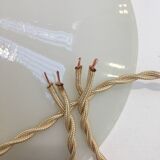 Series of two vintage pendant lights in white opaline