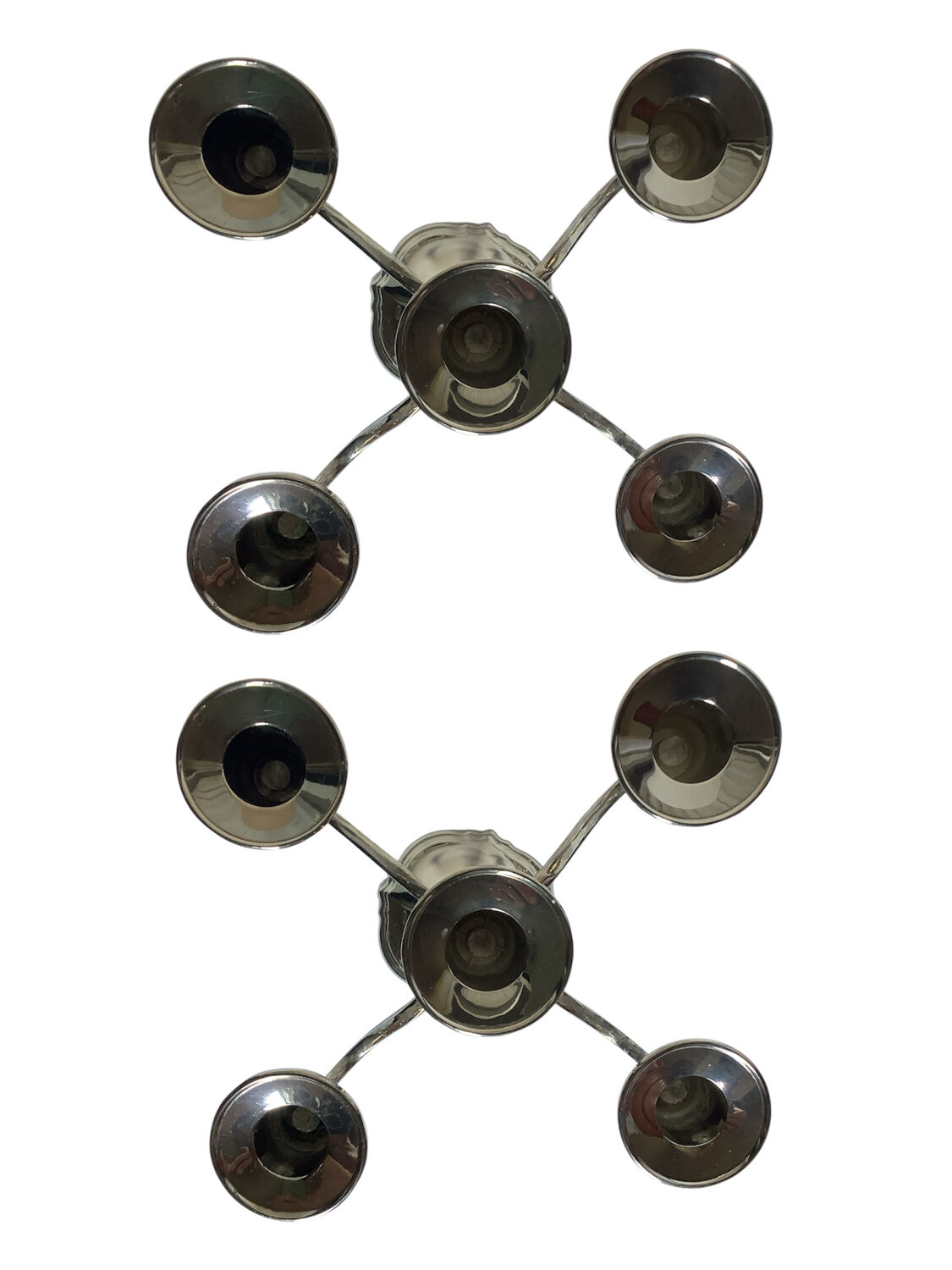 Pair of silver-plated metal articulated candelabras – classic style