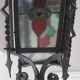 Ancient wrought iron lantern stained glass windows 19th