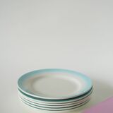 Set of 6 Tie & Dye Blue dessert plates, 1960