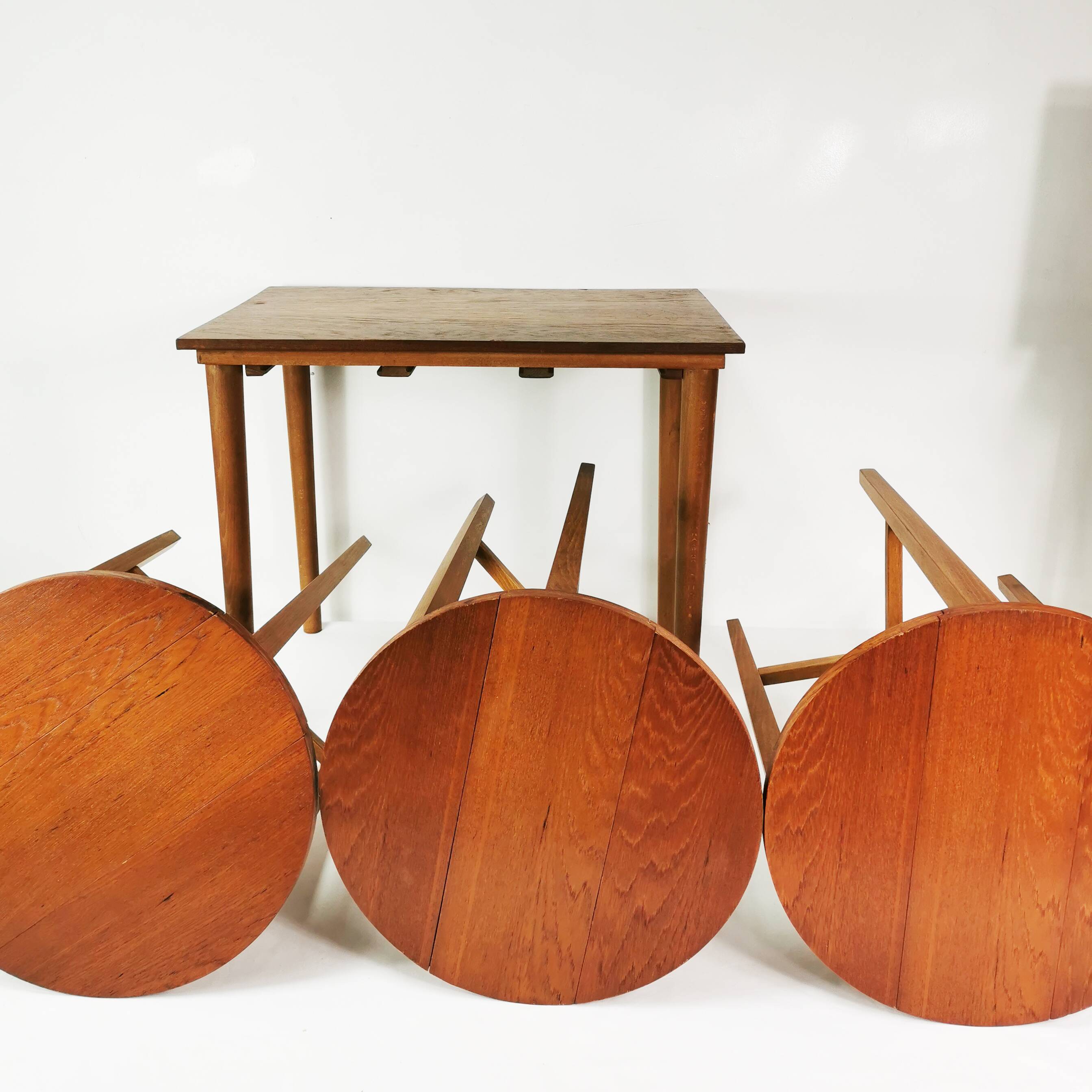 Mid Century Folding Tables, designed by P. Hundevad, Novy domov, Czechoslov