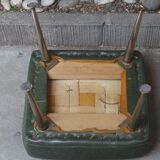 Stool footrest in green skaï