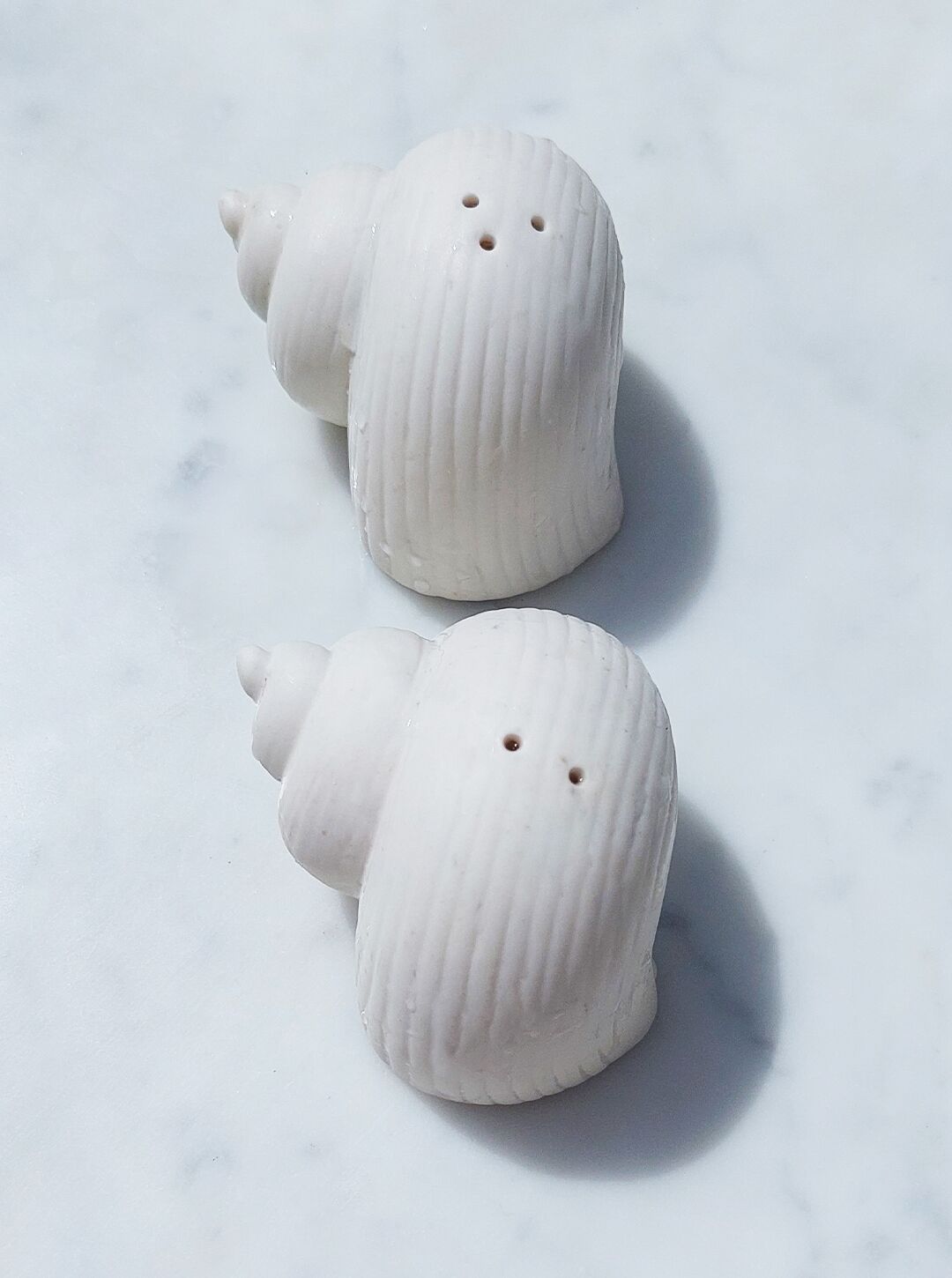 Set of Sculpted Ceramic Salt and Pepper Shakers