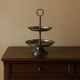 Two-tier silver-plated metal serving stand – Vintage style