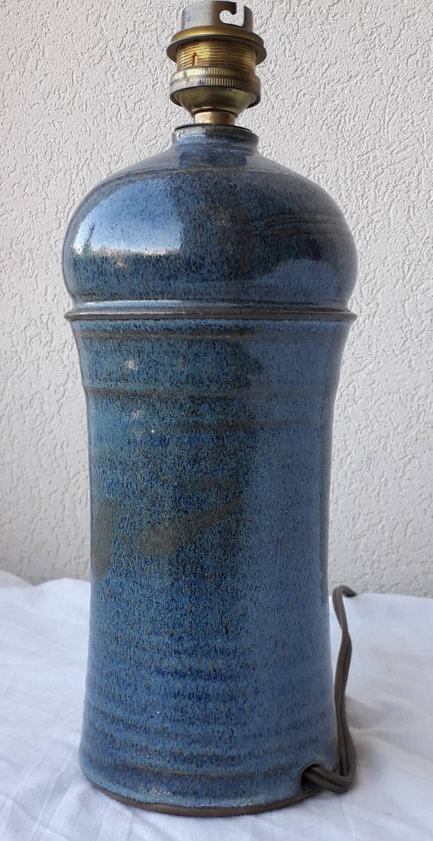 Blue stoneware lamp base