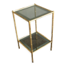 Bamboo-style brass and smoked glass side table 1960